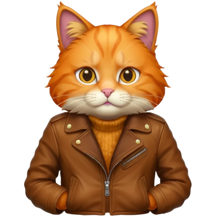 orange cat with brown leather jacket emoji