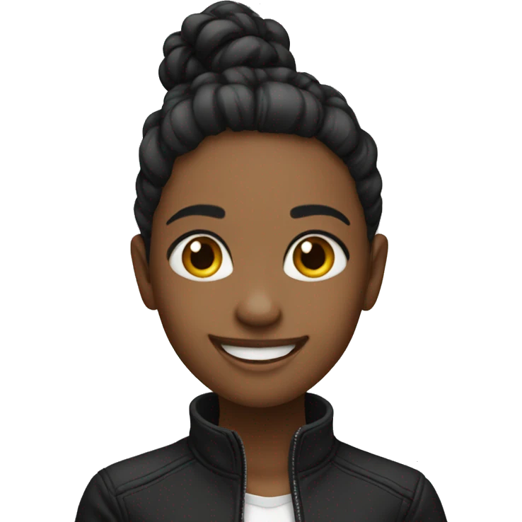 smiling girl in black jacket emoji