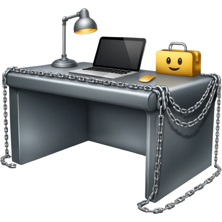Desk draped in chains emoji