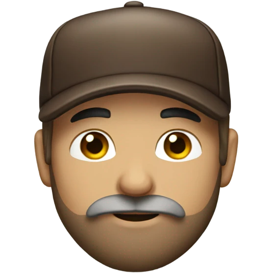 Guy with beard and mustache, long brown hair with a baseball hat emoji