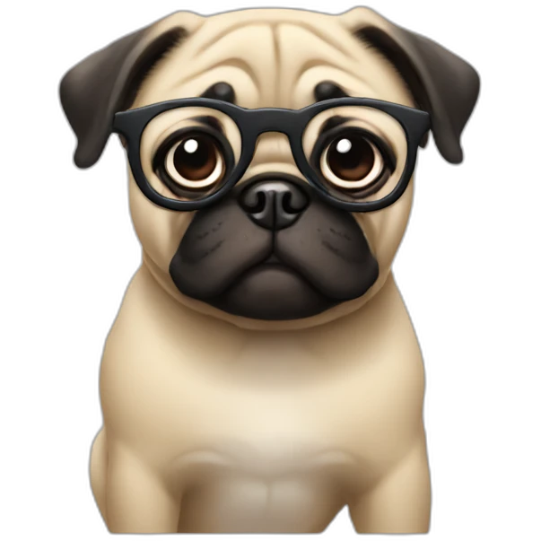 Pug dog with glasses emoji
