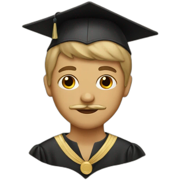 tan boy with mustache and graduation hat emoji
