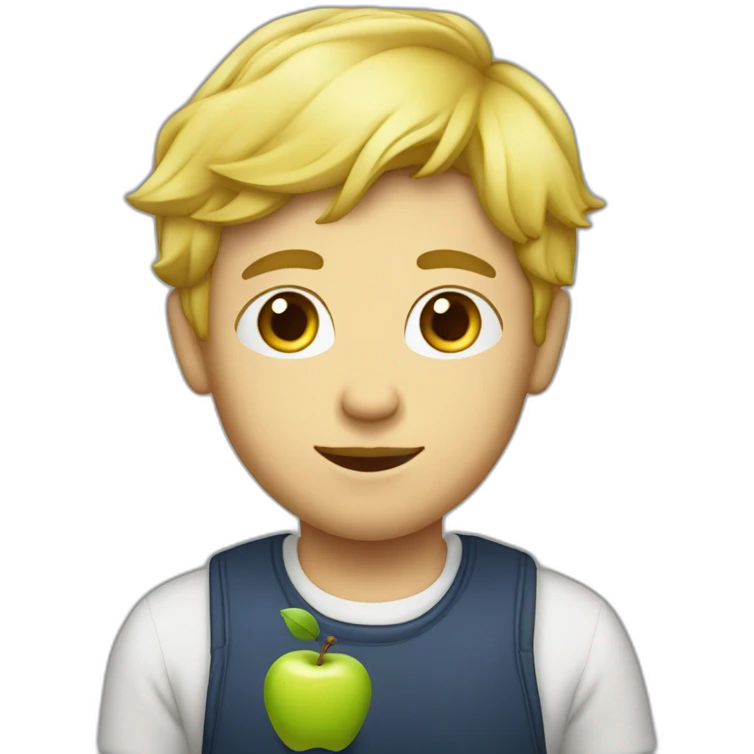 garçon blond avec une pomme sur la tete emoji