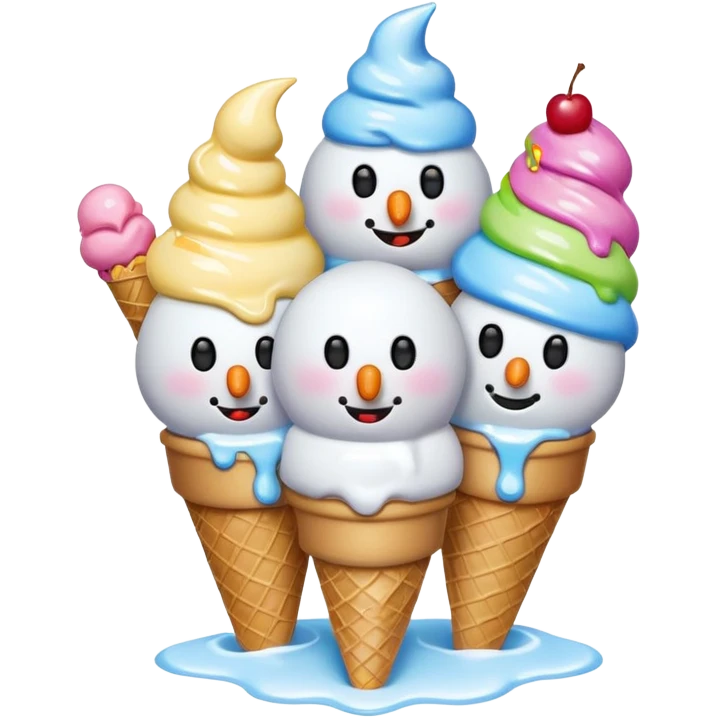 snowmen with ice cream emoji