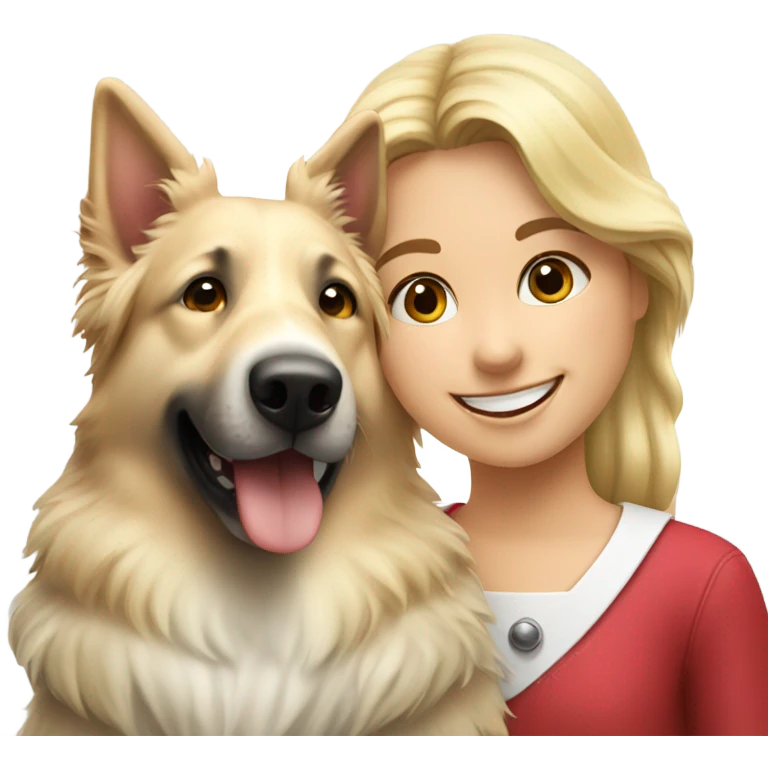 Happy Swiss Shepherd  with blonde girl emoji