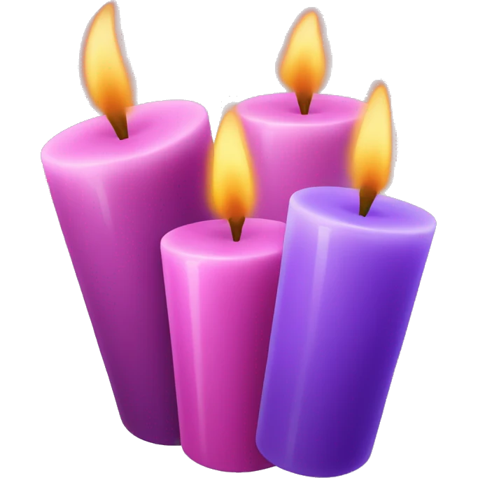 Three purple and one pink candle with flames in a circle  emoji