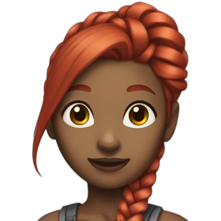 Female red haired drow braid emoji