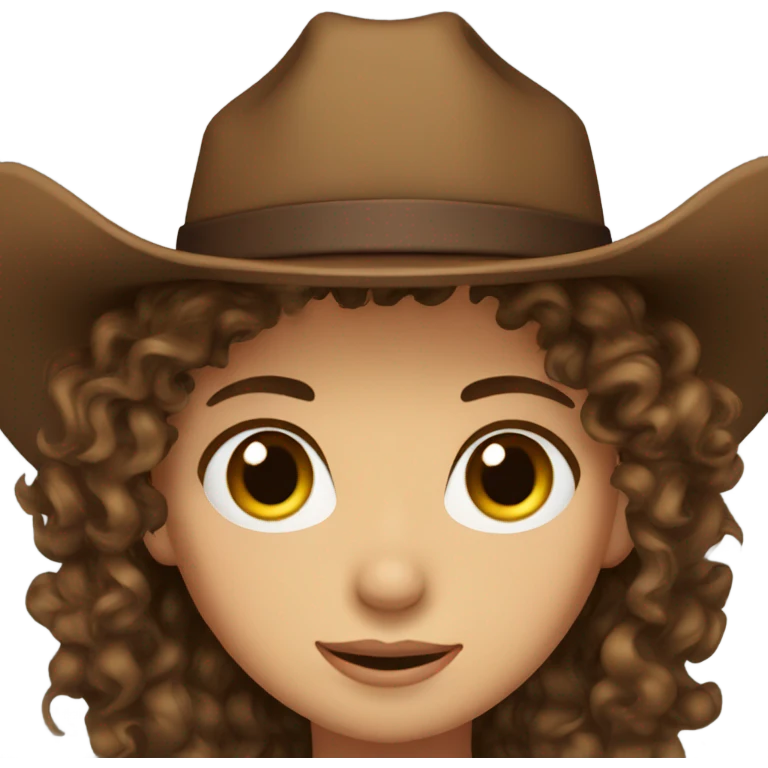 Brown hair cowgirl brown eyes curly hair emoji