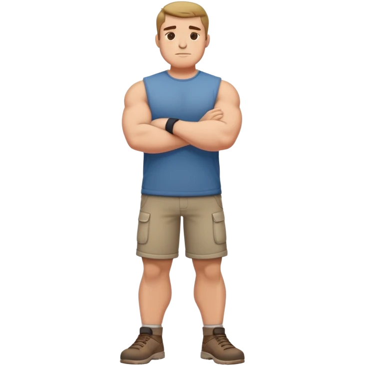 full body bulky male figure standing with arms crossed, muscular build, wearing casual clothes, confident stance emoji