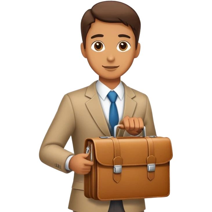 A professional person with a briefcase providing money to a family, breadwinner concept emoji