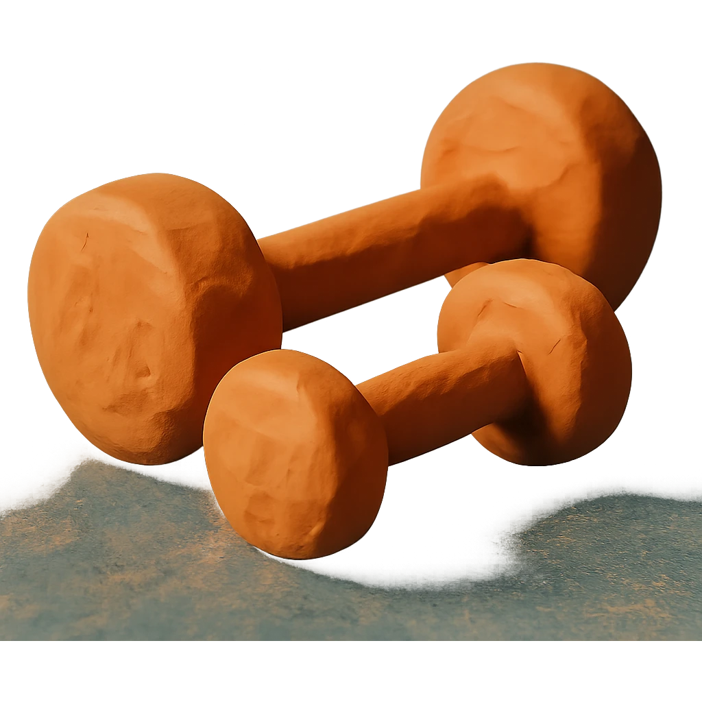 claymation style orange dumbbells emoji