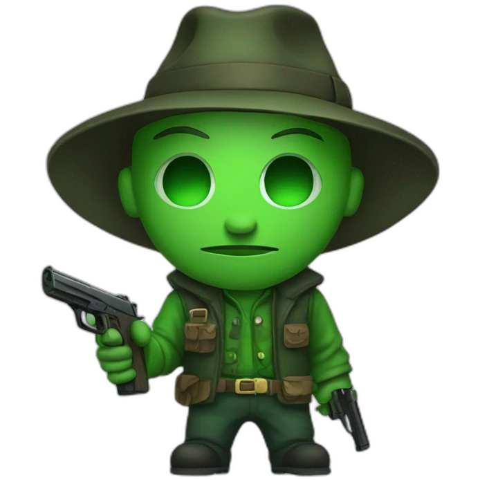 green misterious People with gun emoji