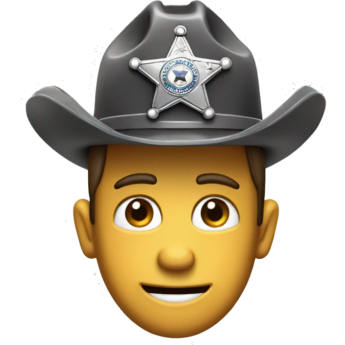construction hard hat with sheriffs badge worn by sheriff woody emoji