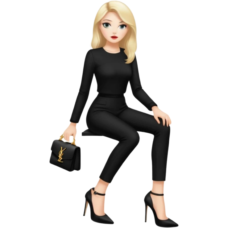 فتاة ترتدي طقم اسود وكعبysl emoji