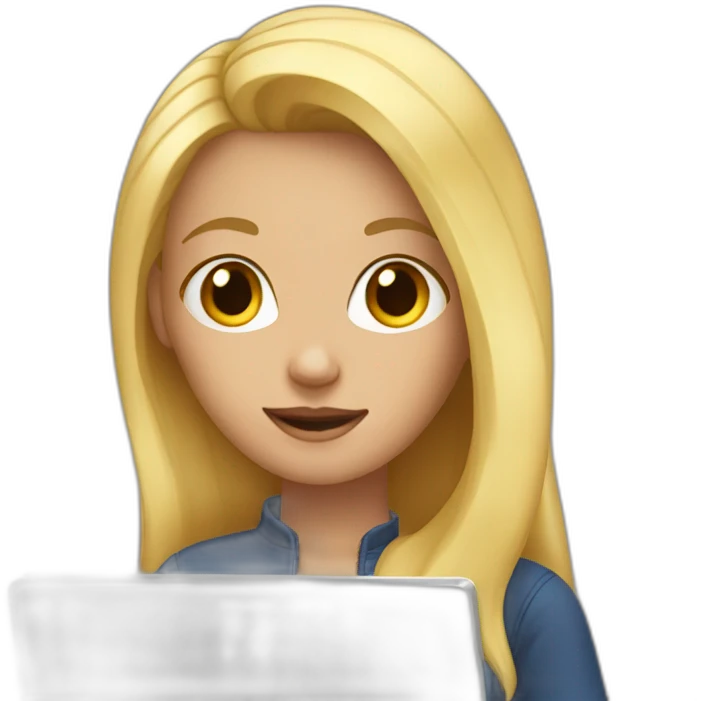 girl with blond hair and a laptop emoji