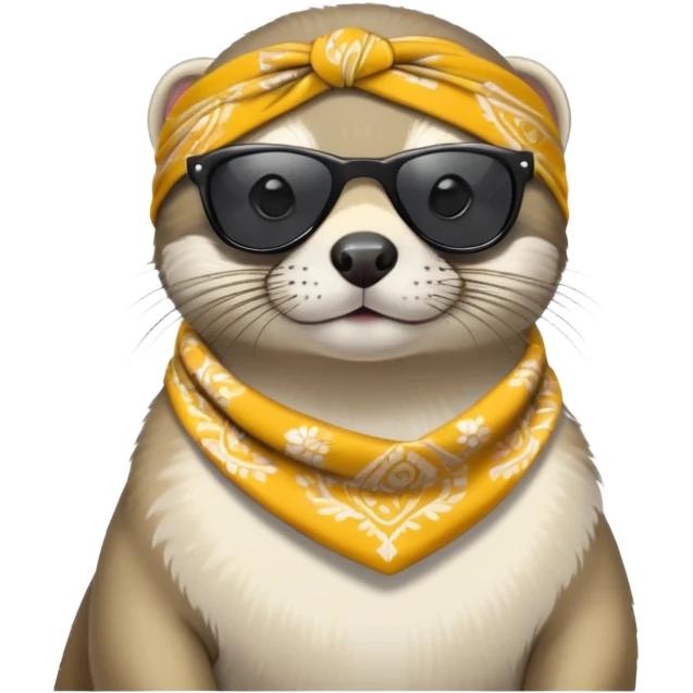 These two animals look like they run the streets — ferret and grey harp seal, dripped out in shades and bandanas emoji