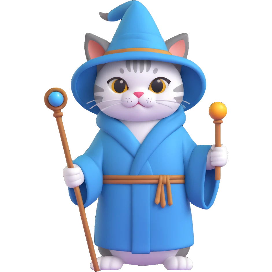 cat dressed as Gandalf emoji
