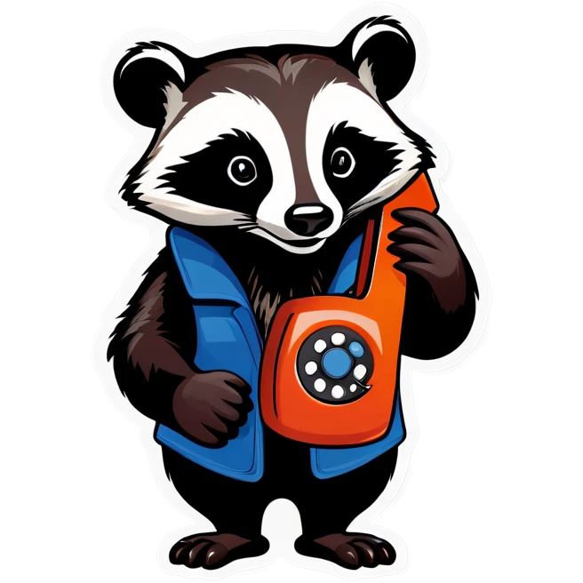 badger with corded phone emoji