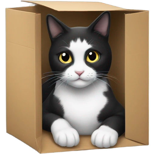 Black and white cat in the box emoji