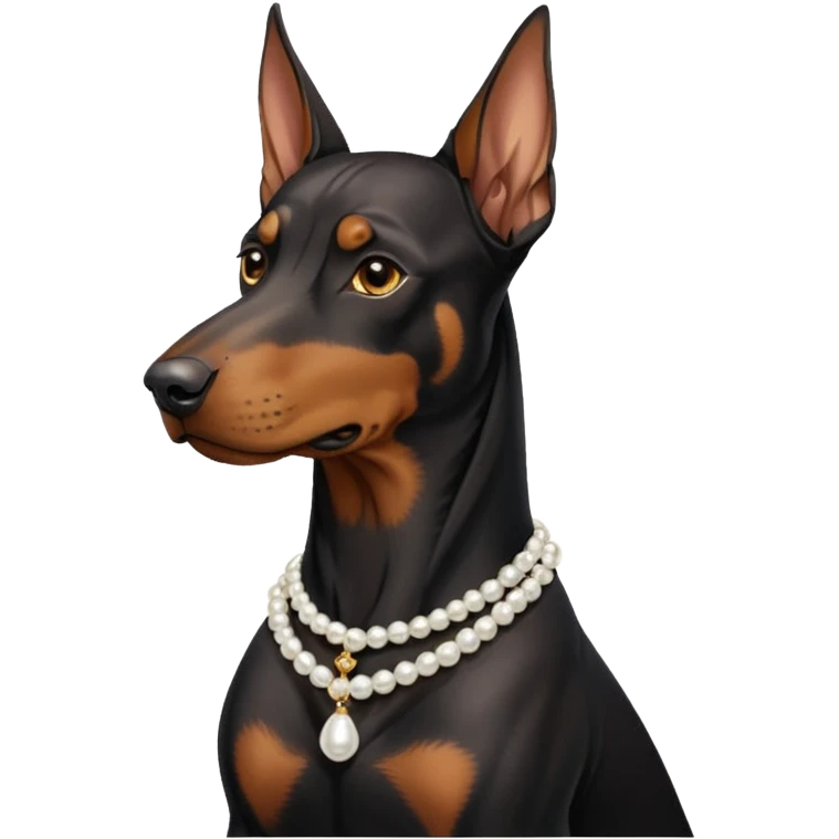 Doberman with pearl necklace emoji