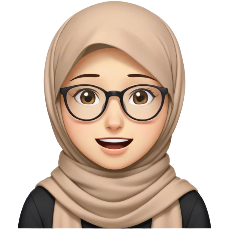 generate an image for funny emmoji for a girl with Hijab scarf and glasses and who is depressed want to cry but still laughing front of people and clearly struggling inside combin this two emoji 😅😭 emoji