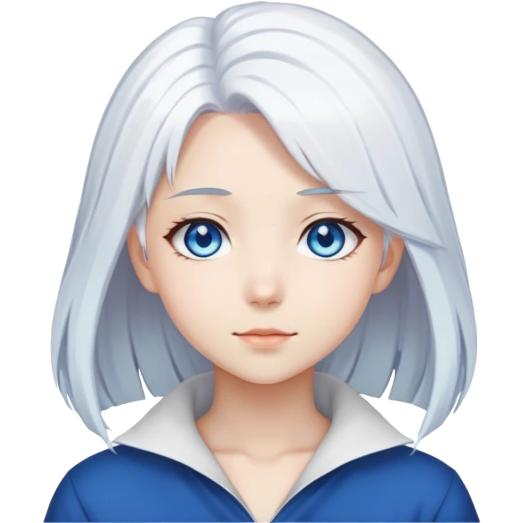 Anime girl with white hair and blue eyes  emoji