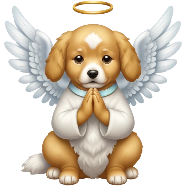 Dog with angel wings, praying emoji