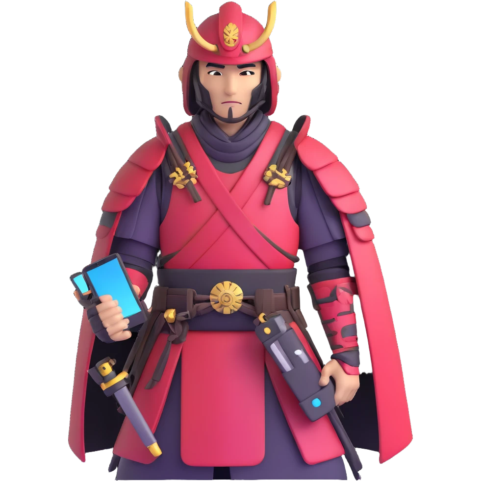 futuristic nomad samurai with tech gadgets emoji