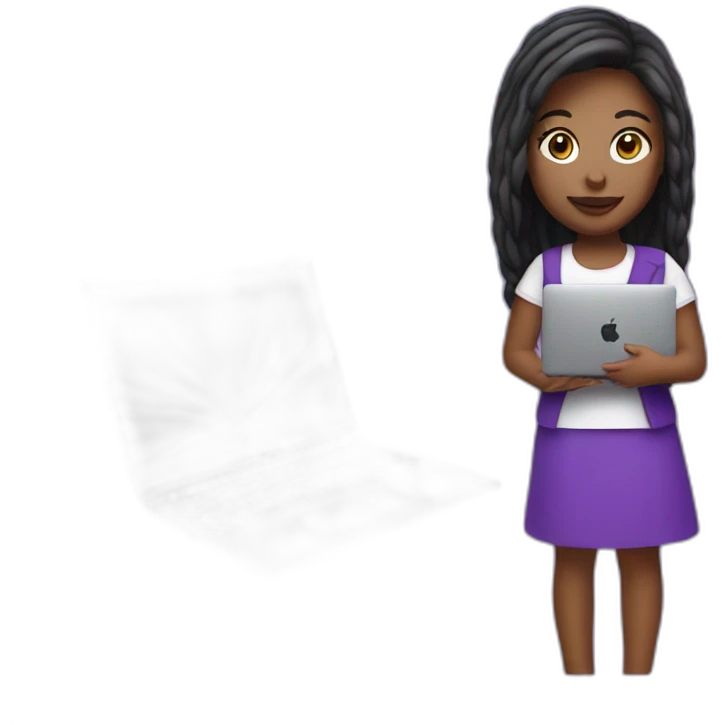 tech girl with purple macbook pro in hand emoji