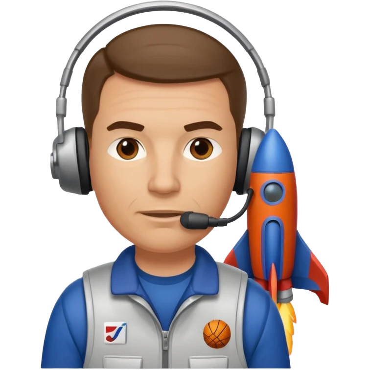 basketball coach on arocket emoji