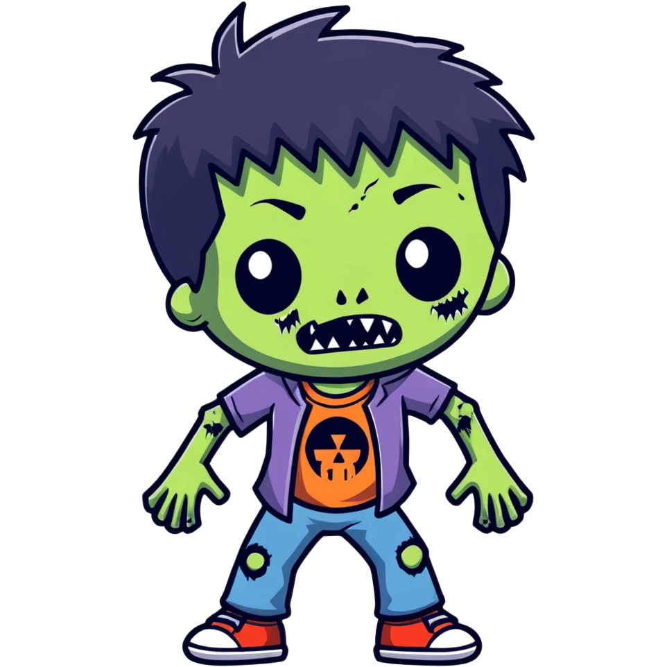 boy zombie with black hair, emo style emoji