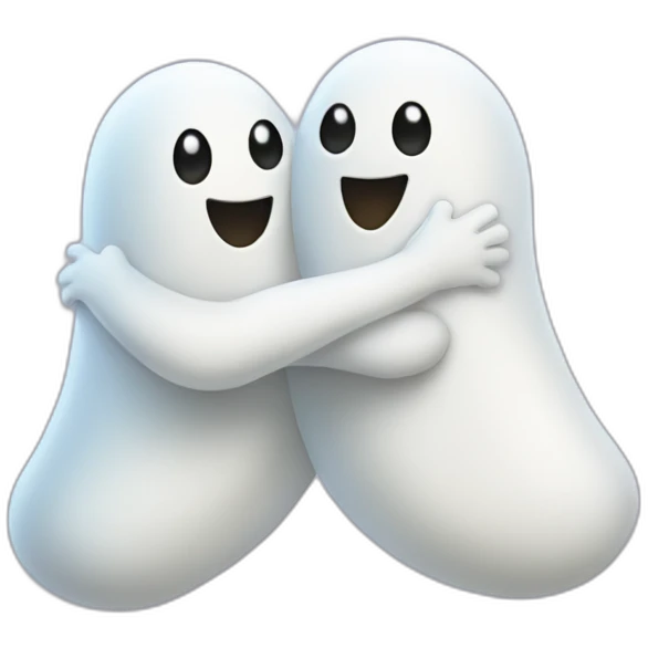 two hugging ghosts emoji