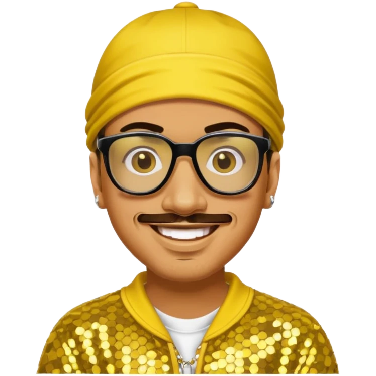 Ali G with yellow sequin outfit emoji