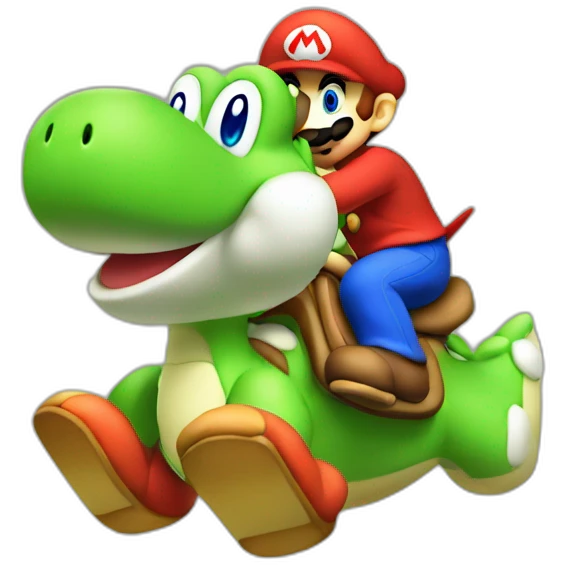 Yoshi riding on Mario emoji