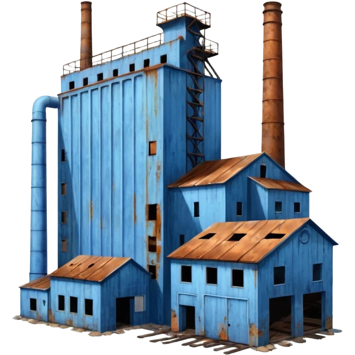 Abandoned factory blue emoji