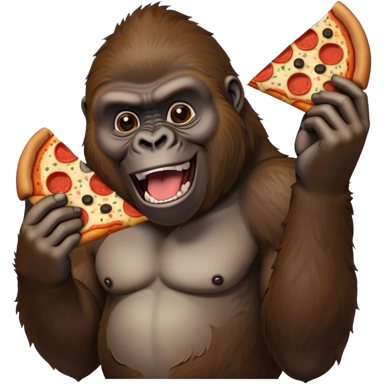 Gorila eating pizza emoji
