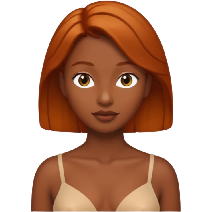 Woman with full nude body with dark skin with ginger hair emoji