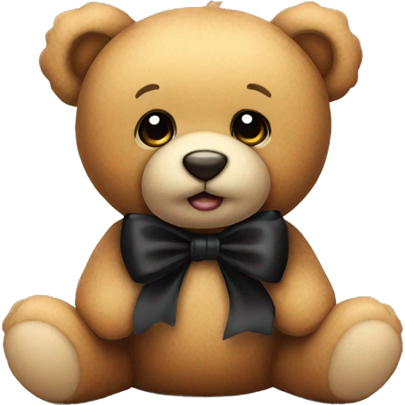 Cute teddy bear with black bow emoji