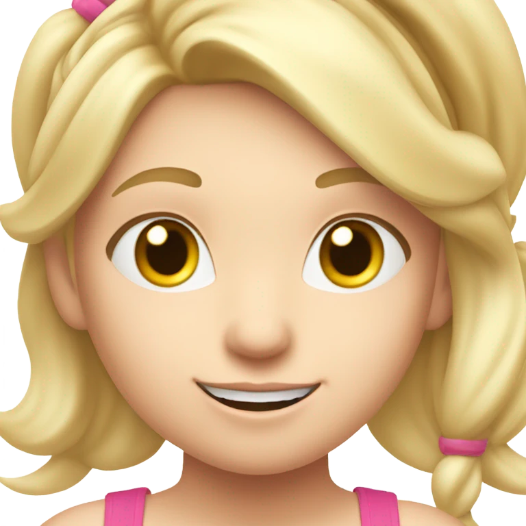 cute blonde with ponytail running in pink cami emoji