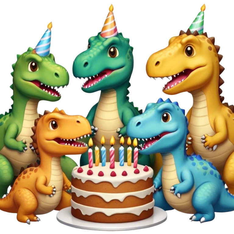 office dinosaurs in shirts eating birthday cake emoji