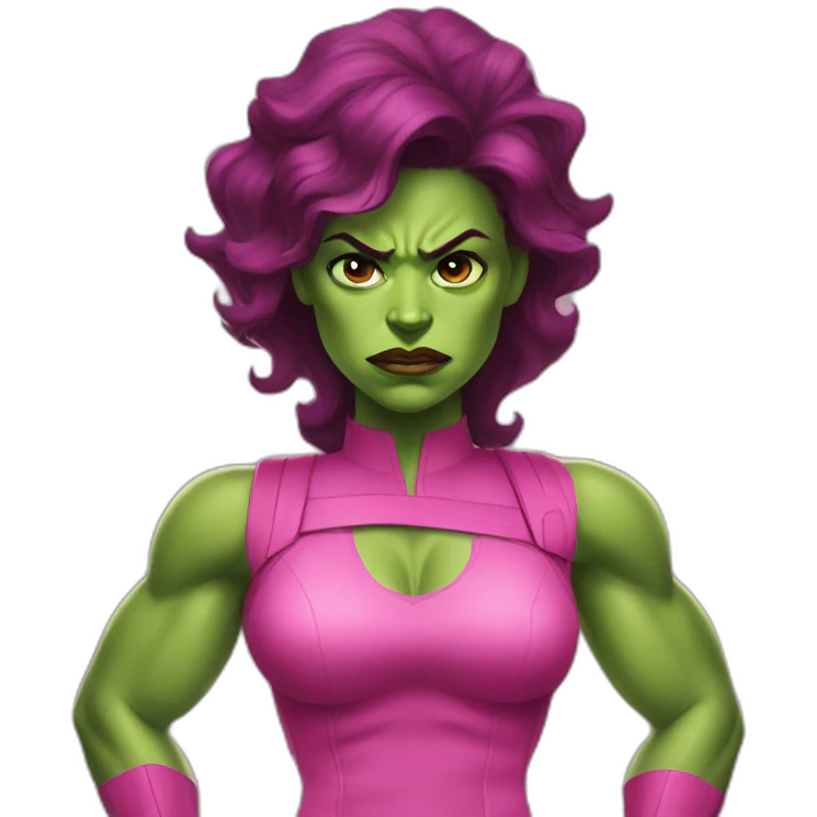 angry she-hulk wearing pink clothes emoji