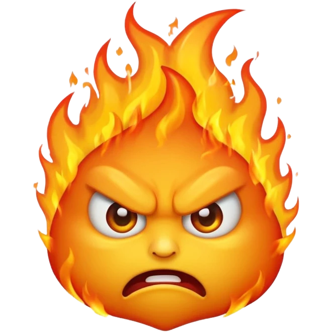 Angry￼ emoji on fire emoji