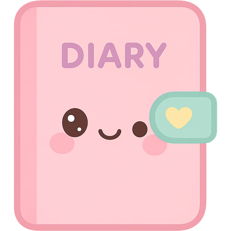 a pink diary, kawaii style emoji