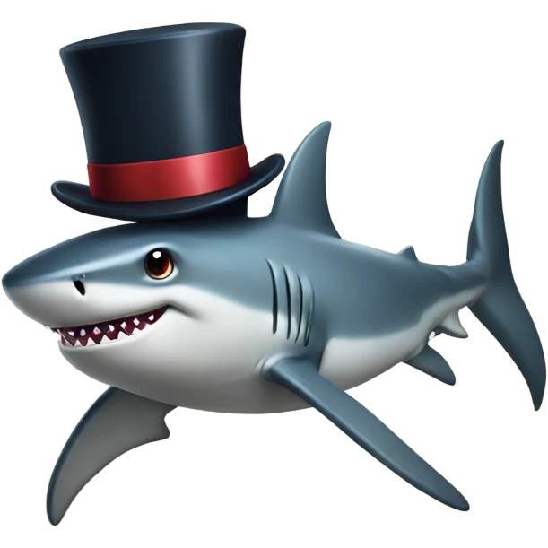 Shark with a top hat emoji