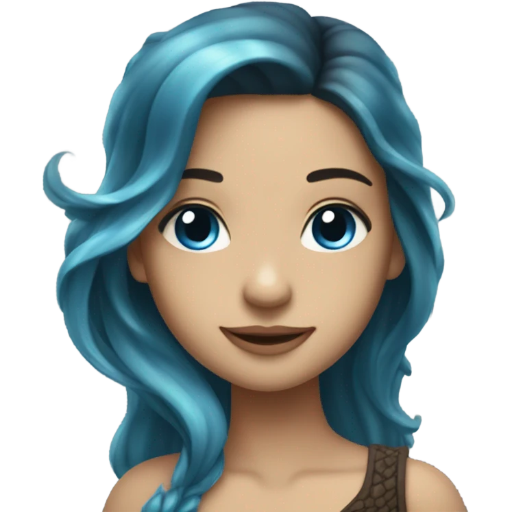 Kind siren with dark hair and blue eyes emoji