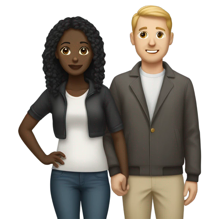 Interracial couple of a black woman and white man emoji