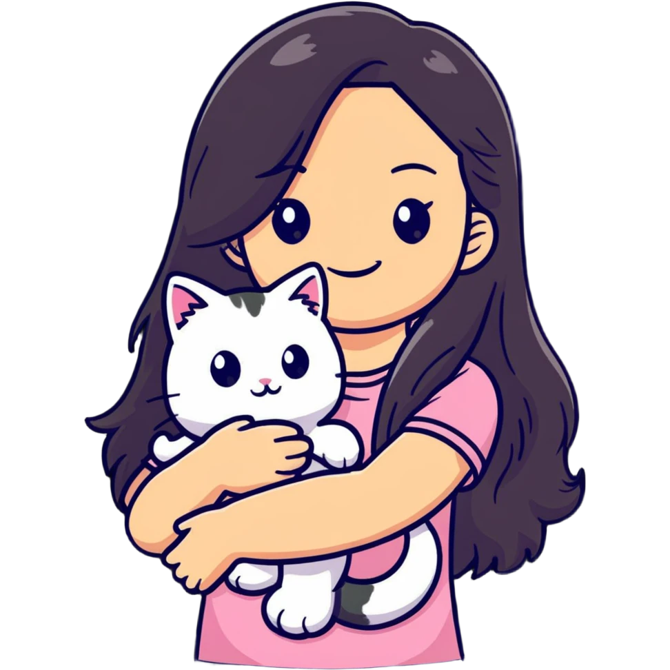 Girl holding cat emoji