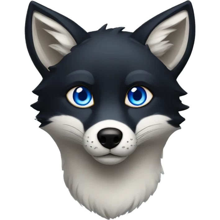 Black shadow fox blue eyes emoji