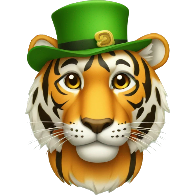 tiger in Irish hat emoji