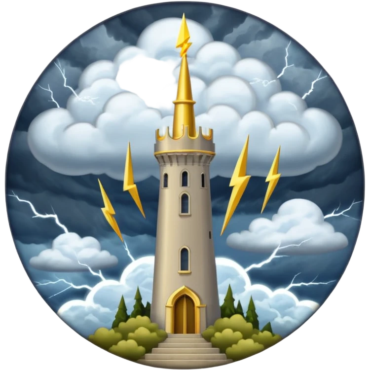 The tower tarot card lighting clouds in one side and sun in the other emoji